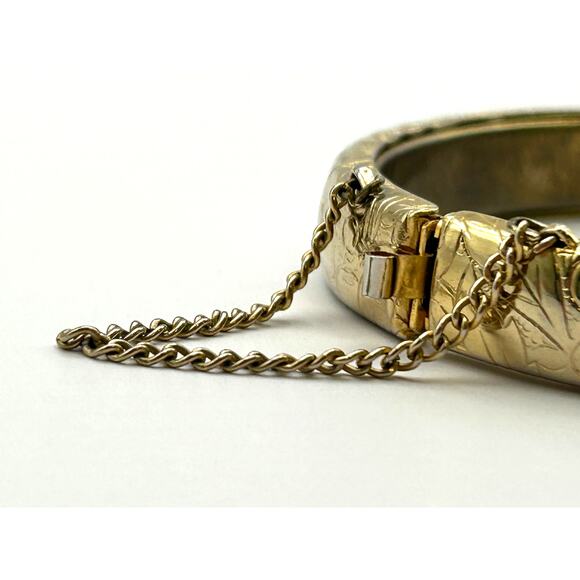 Sunflower Leaves Gold Tone Hinged Bracelet 6 3/4" - Picture 6 of 10